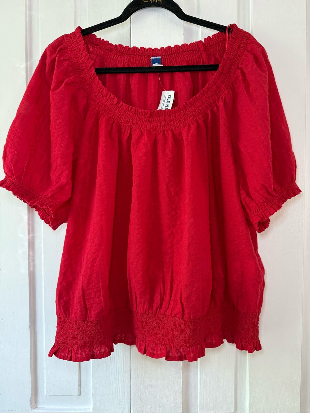 Old Navy SS Bubble Smocked Top - Sanguine Red -XXL Tall